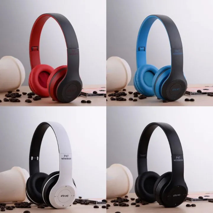 Wireless Headphones, P47 Bluetooth Foldable Headset with Microphone Support FM Radio TF for PC TV Smart Phones & Tablets Etc
