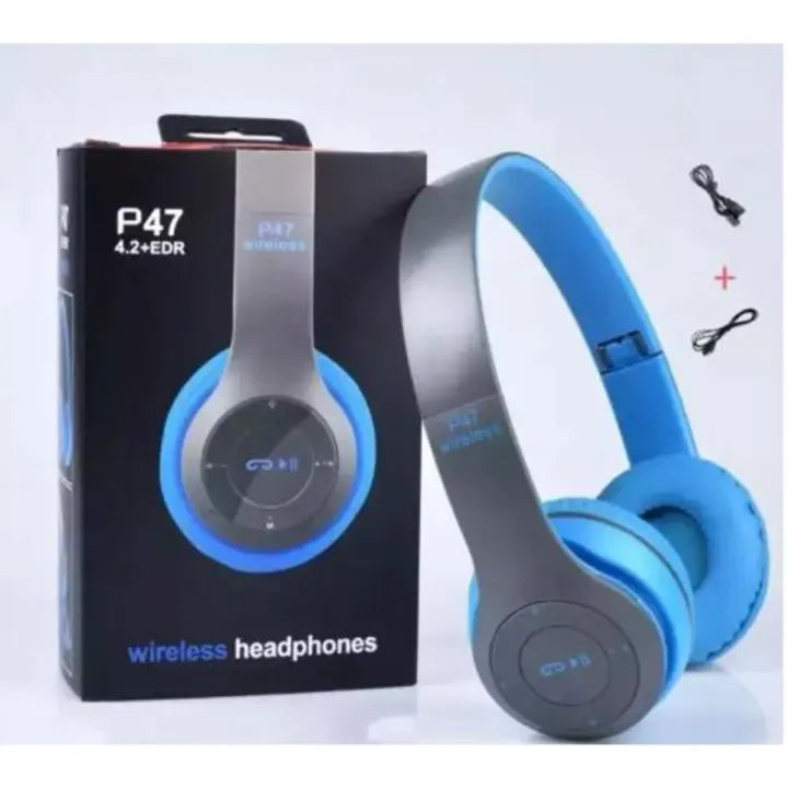 Wireless Headphones, P47 Bluetooth Foldable Headset with Microphone Support FM Radio TF for PC TV Smart Phones & Tablets Etc