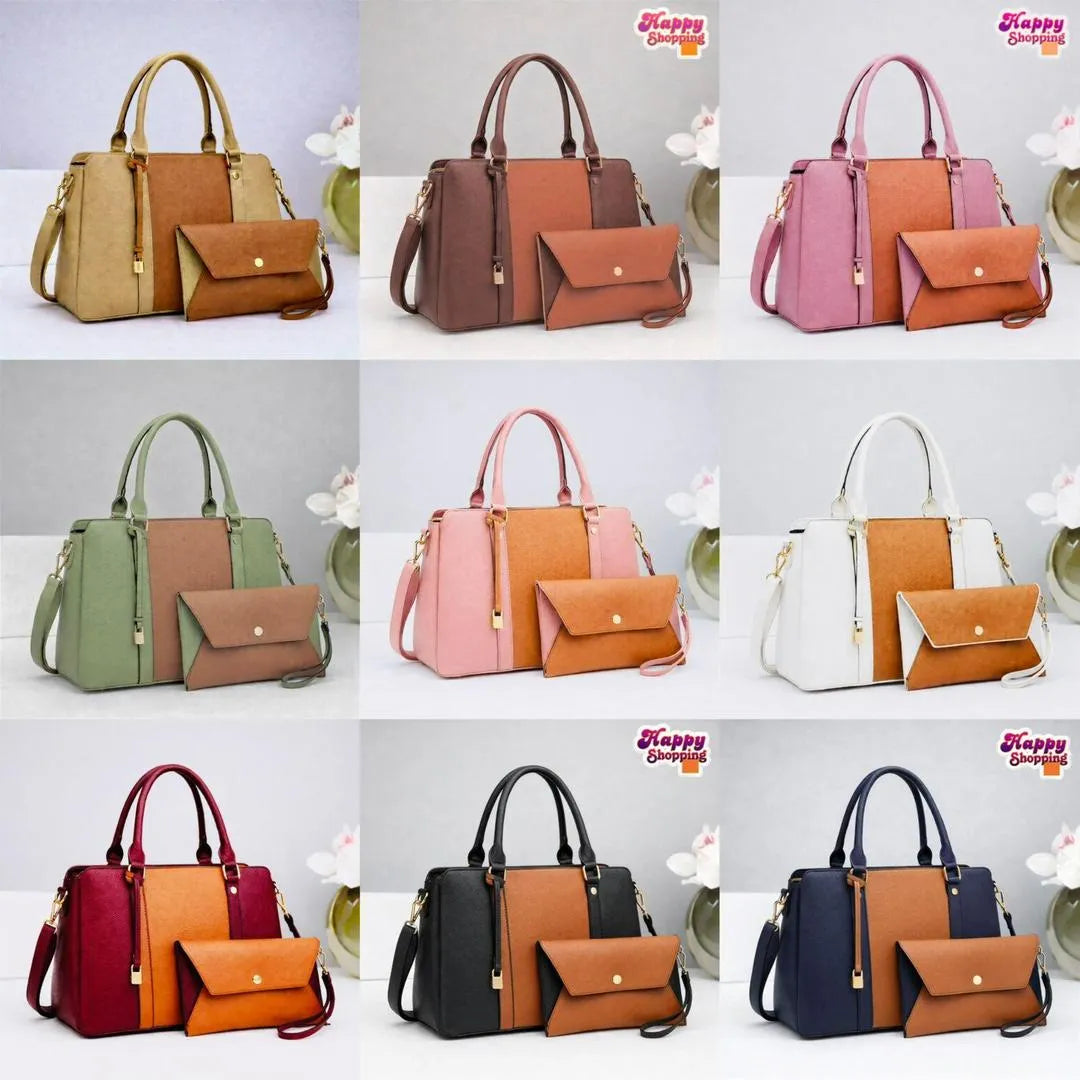 Women's Leather Plain Hand Bag Set