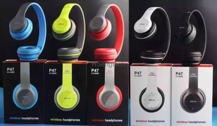 Wireless Headphones, P47 Bluetooth Foldable Headset with Microphone Support FM Radio TF for PC TV Smart Phones & Tablets Etc